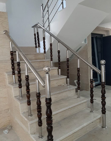 نرده ترکیب چوب و استیل